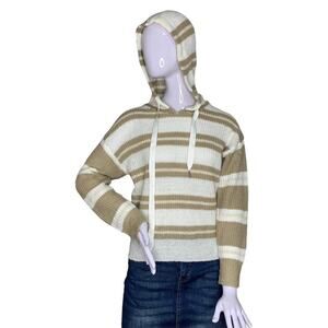 Jennifer Lopez Hoodie Sweater Strapped White/Tan Size S